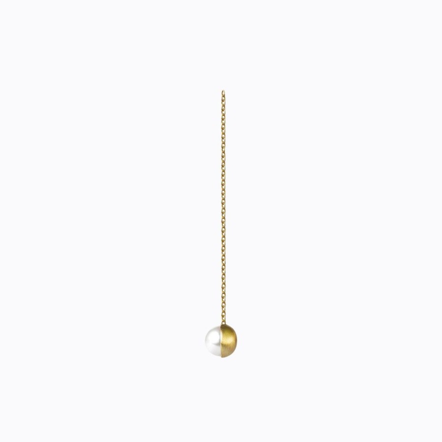 Tortoise-Shihara Shihara Half Pearl Chain Earring 90° | Jewelry