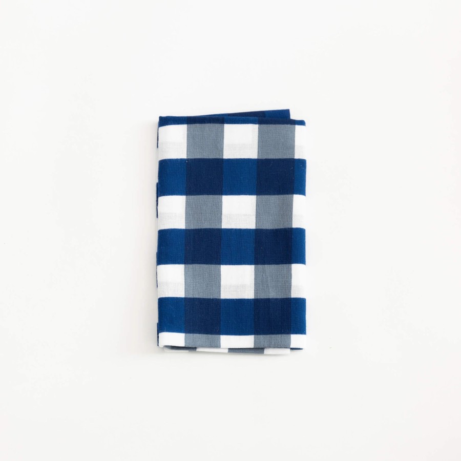 TORTOISE-Kamawanu Tenugui - Checkers White And Blue | Contemporary