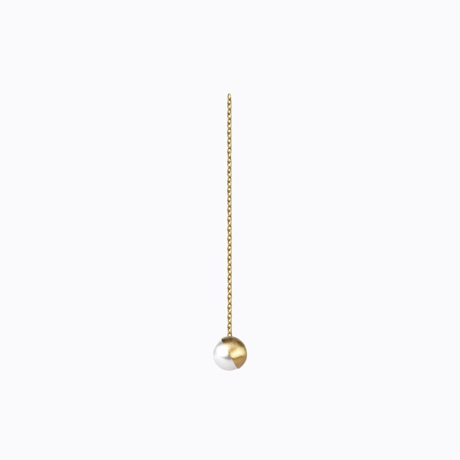 Tortoise-Shihara Shihara Half Pearl Chain Earring 45° | Jewelry