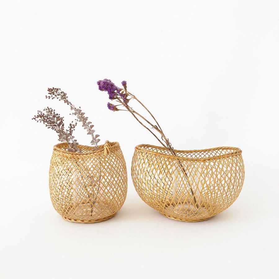 TORTOISE-yellow paper Kosuga Kosuga Bamboo Flower Baskets - Mayu And Oboro | Home Decor