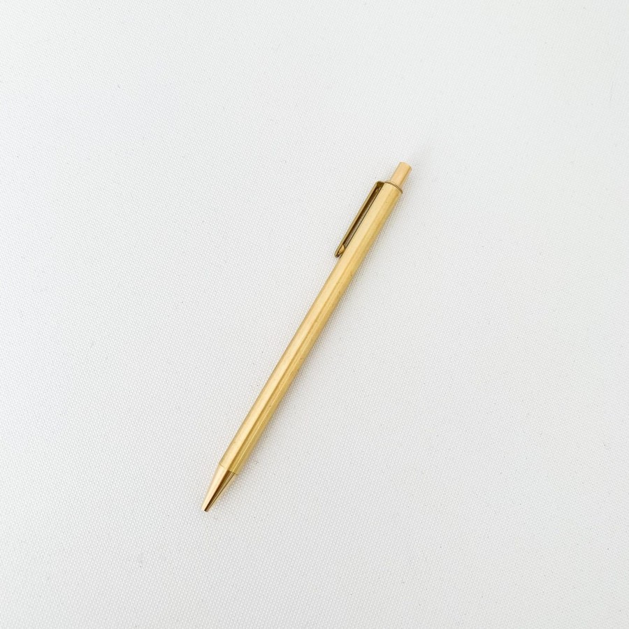 TORTOISE-yellow paper Picus Brass Retractable Pen | Office