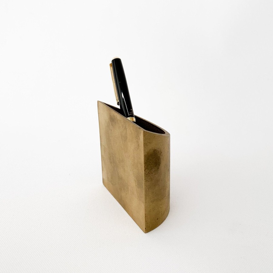 SAIKAI (Others) S/N Brass Vertical Pen Stand - Downward Slant (Sn021) | Office